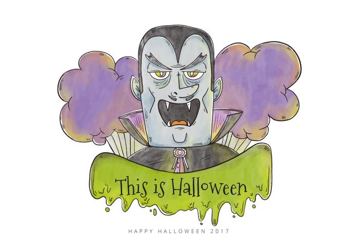 Evil Blue Dracula Character for Halloween Vector 