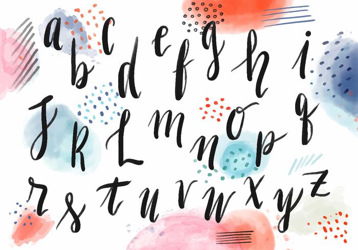 Watercolor Lettering Alphabet With Colorful Background vector