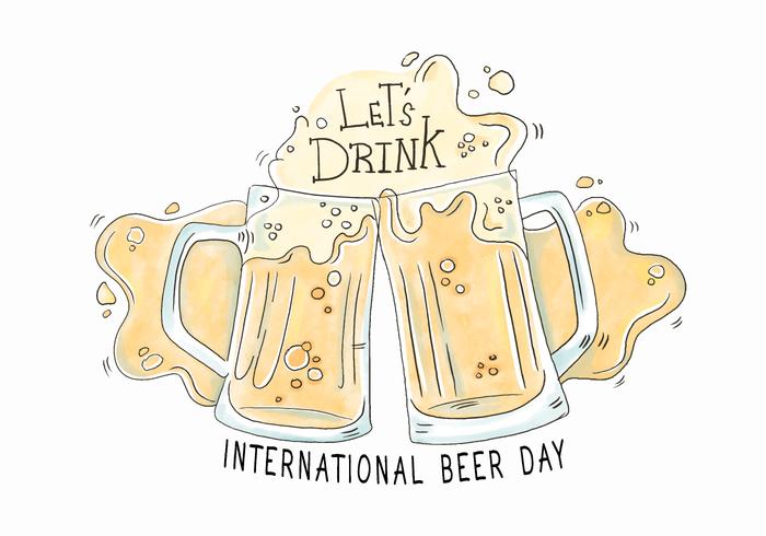 Watercolor Beer Day Vector 