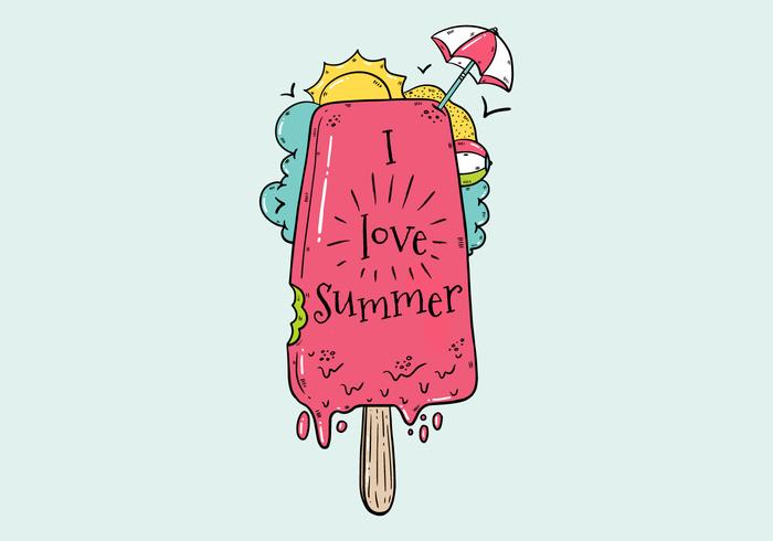 Cute Ice Cream With Umbrella for Summer Vector