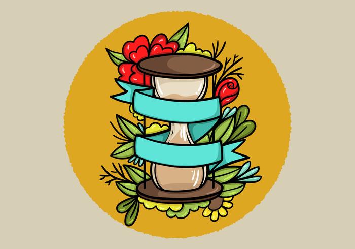 Hourglass Banner Tatto Style Art vector