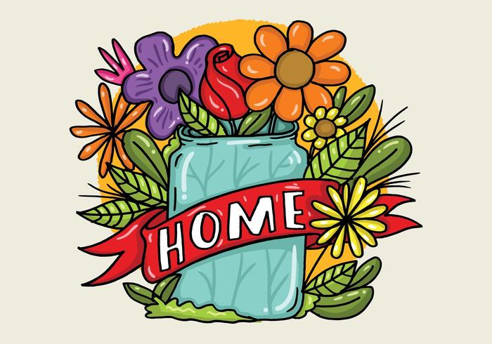 Flowers In a Jar Vector 