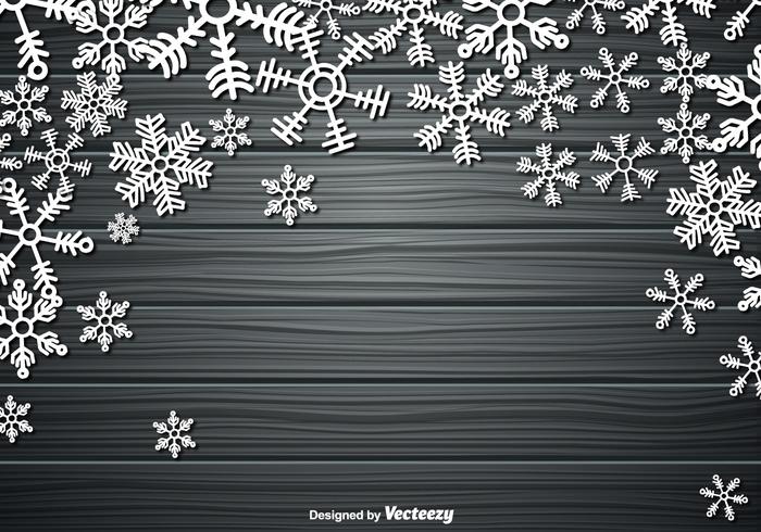 Vector Wooden Background Template With Snowflakes