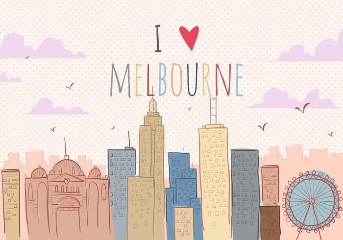 I Love Melbourne Vector Background