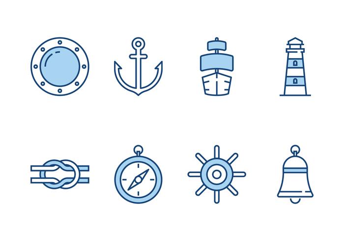 Iconos de línea marina vector