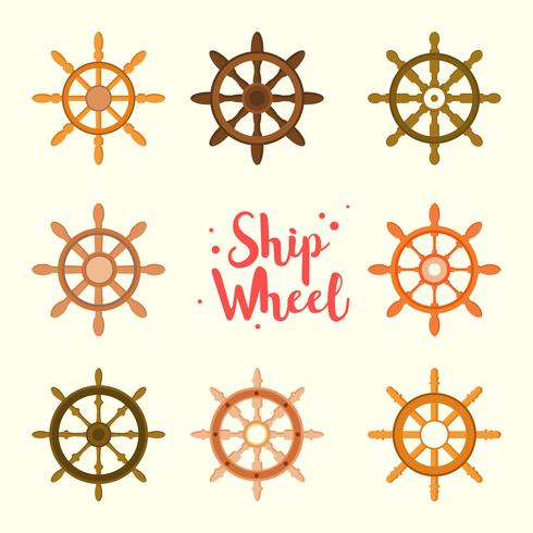 Ship Wheel Wooden Icons vector