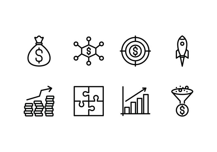 Revenue set linear icon vector