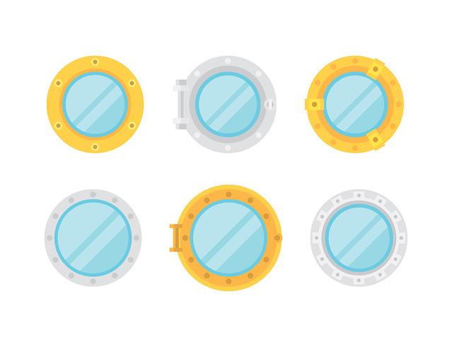 Ship Windows Flat Free Vector