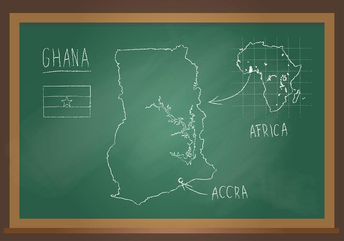 Ghana Map Chalk Black Board Vector