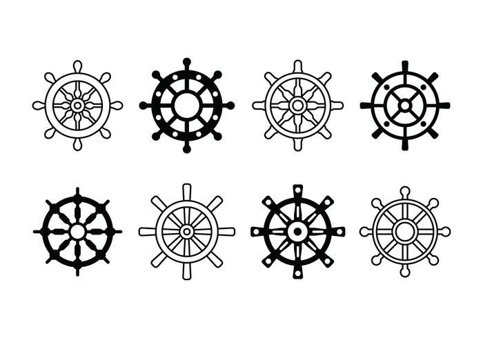 Ship wheel set icons vector