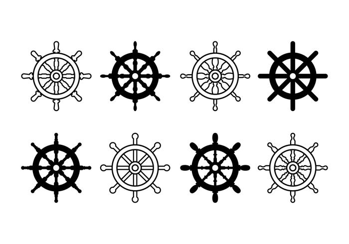 Ship wheel set icons vector