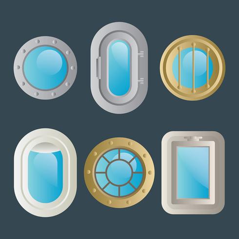 Iconos de Vector de ventana de barco