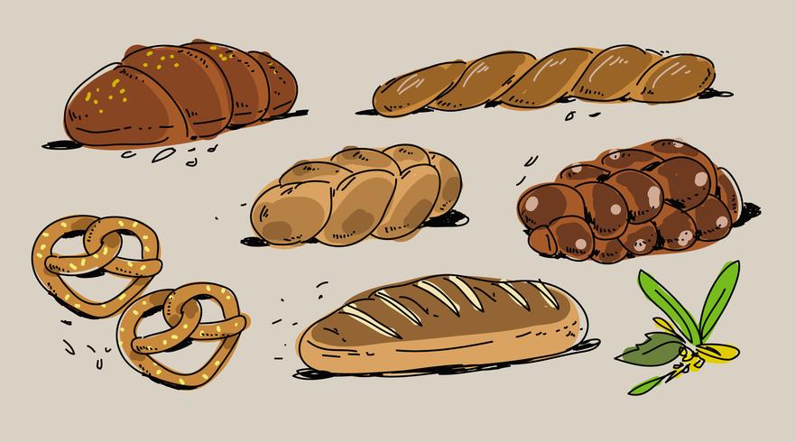 French Bakery Challah Hand Drawn Vector Illustration