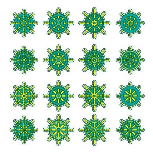 Ships Wheel icon set vector