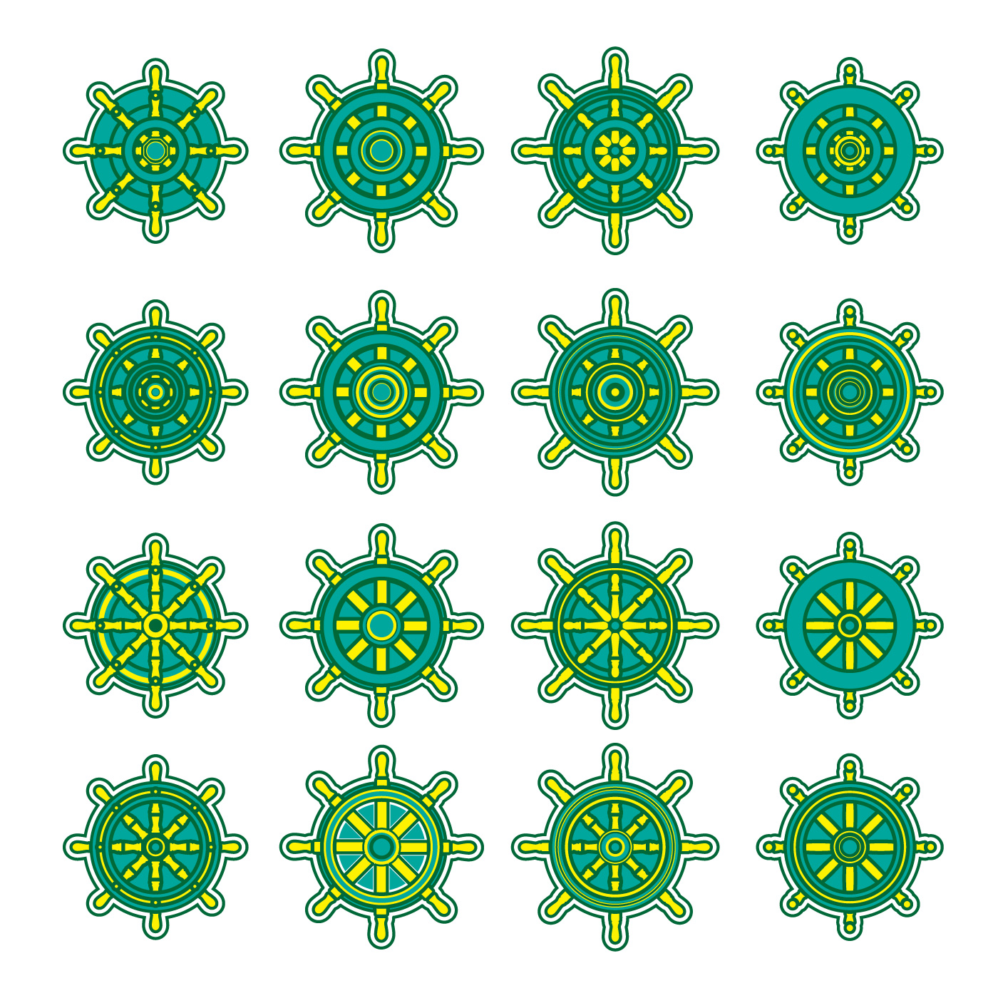 Ships Wheel icon set 164680 Vector Art at Vecteezy