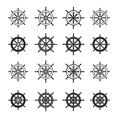 Ships Wheel Silhouette Vector Pack 