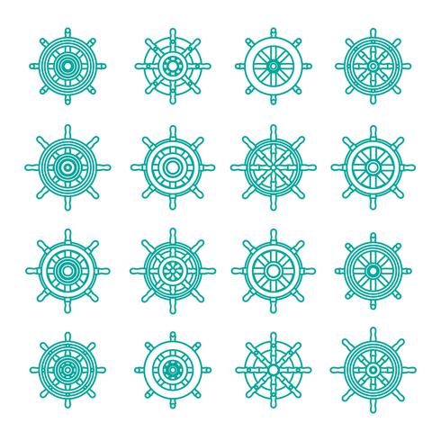 Ships Wheel Icon Linear Set vector