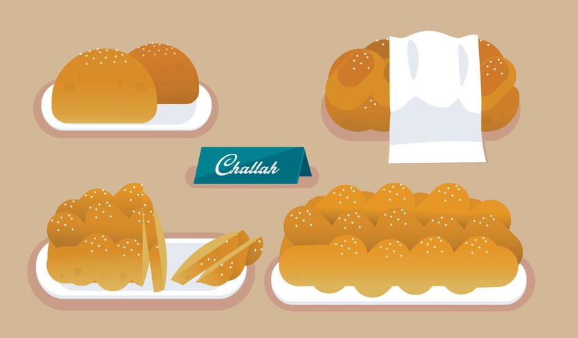 French Bakery Challah Vector Flat Illustration