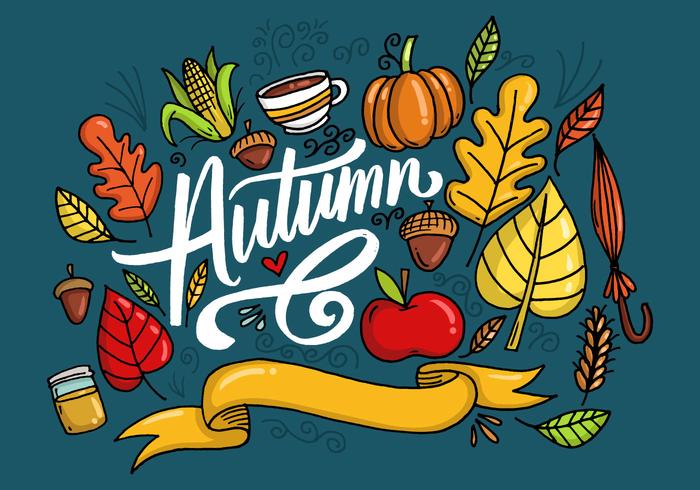 Autumn Leaves Lettering Vector 
