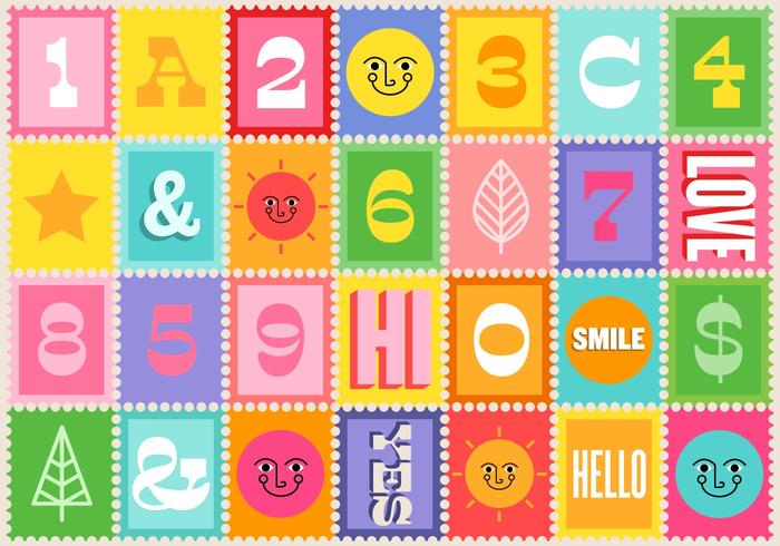 Colorful Icon Stamp Vectors 