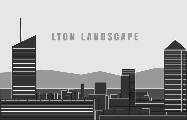 Lyon Skyline Silhouette Design City vector