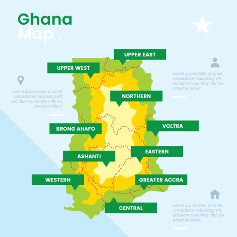 Vector de mapa de Ghana