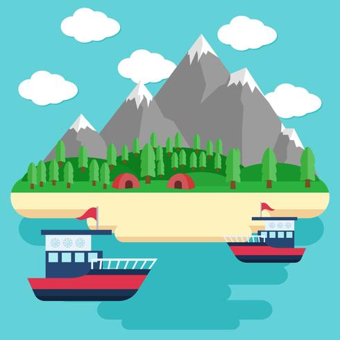 Sea With Boat Background vector