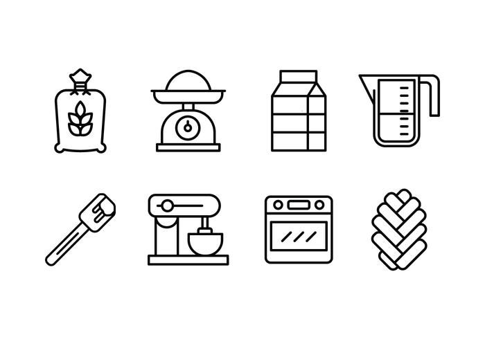 Challah Bread Making Set Icons vector