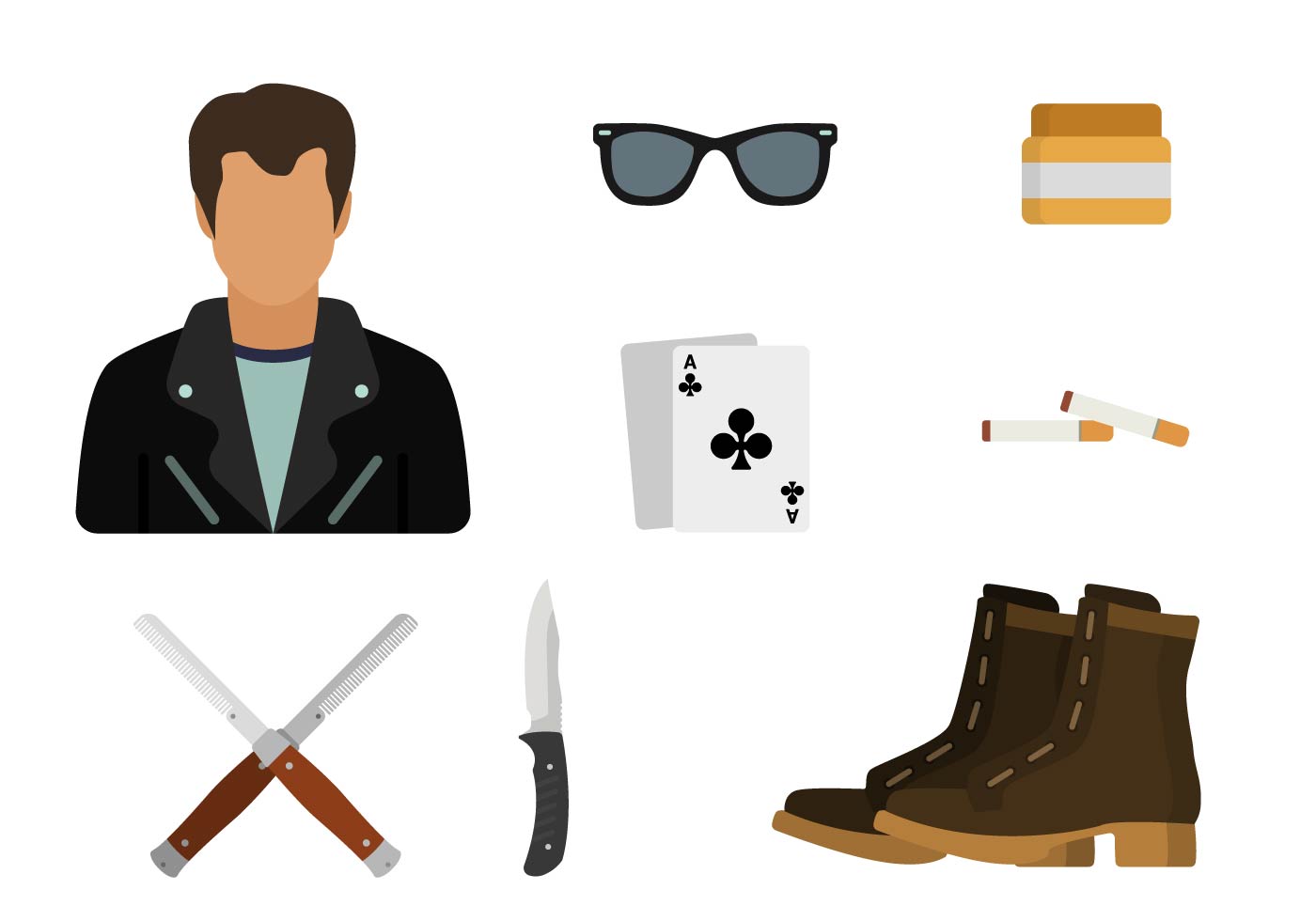 Flat Greaser Style Essential Vectors 164874 Vector Art at Vecteezy