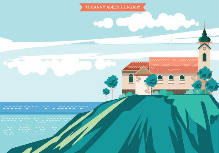 Illustration of Tuhanny Abbey. Hungary vector