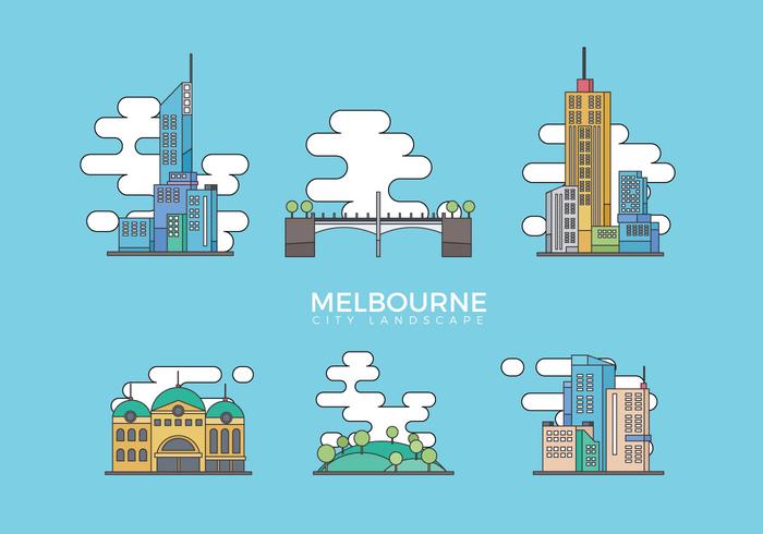 Ilustración de vector plano de paisaje de la ciudad de Melbourne