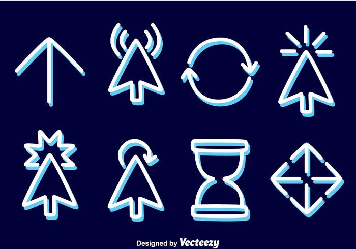 Mouse Cursor Line Icons Vector