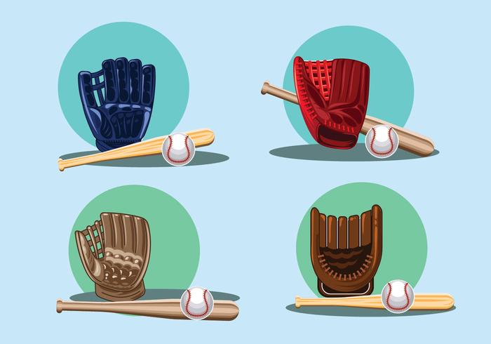 Set of Baseball Glove with Ball Icon