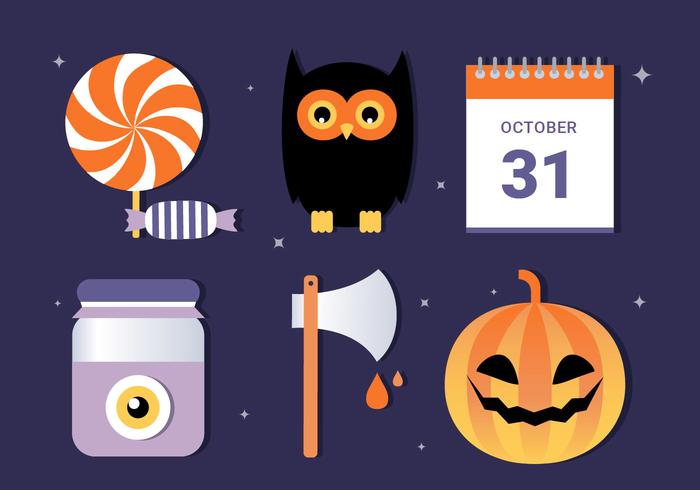 Free Flat Design Vector Halloween Elements and Icons