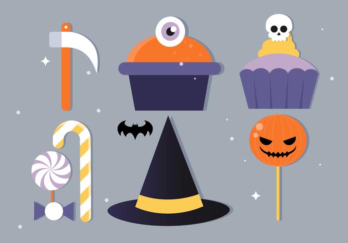 Free Flat Design Vector Halloween Elements Illustration