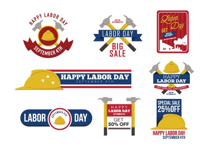 Labor Day Badges Vector