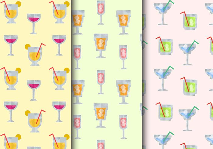 Seamless Cocktail Drinks Patterns vector