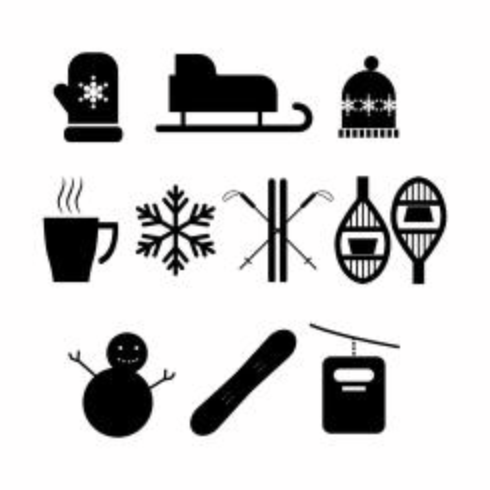 Free Winter Activities Silhouette Icon Vector