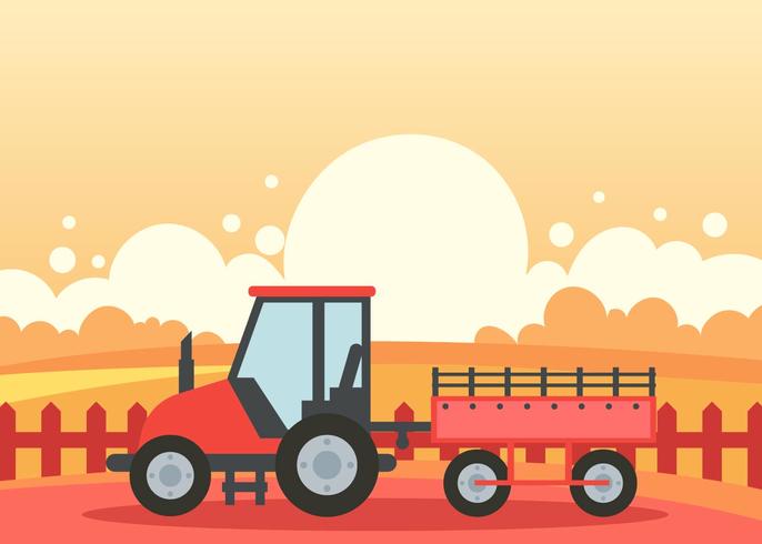 Hayride In A Farm On The Sunset vector