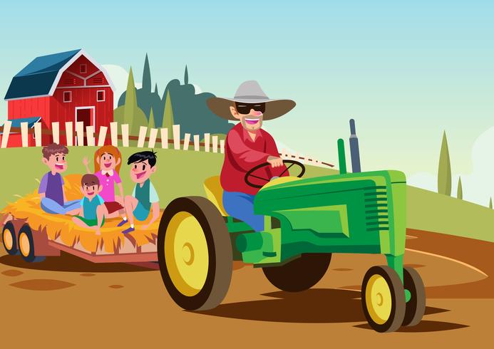 Outdoor Hayride Vector Background 