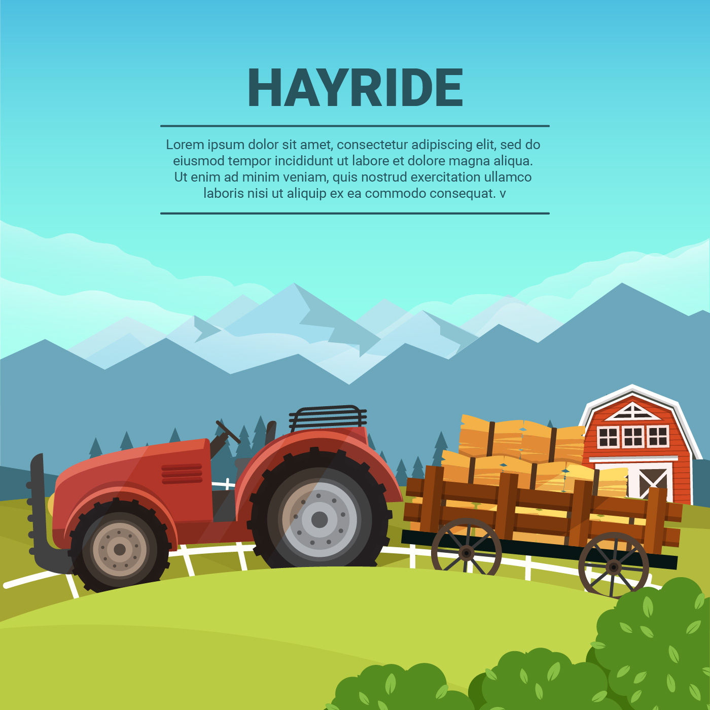 Hayride in Farm Flat Vector Illustration 165160 Vector Art at Vecteezy