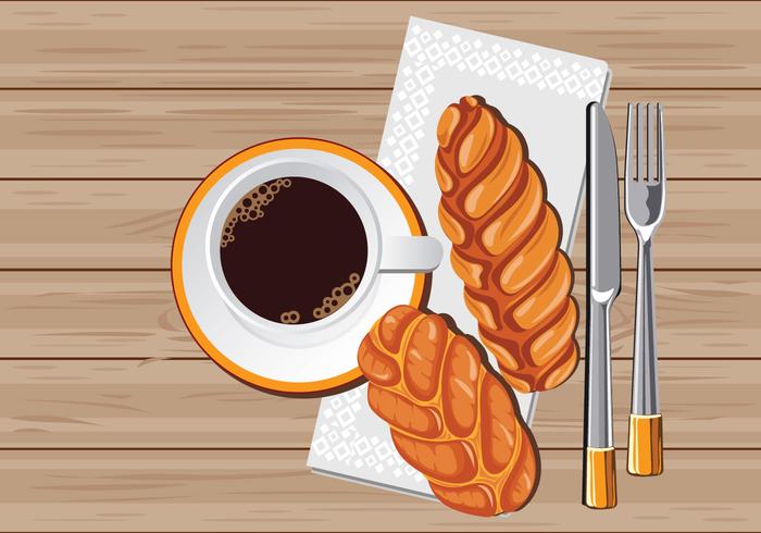 Freshly Baked Challah Loaf with Coffee vector