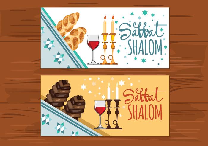 Shabbat Greeting Cards Vectors 