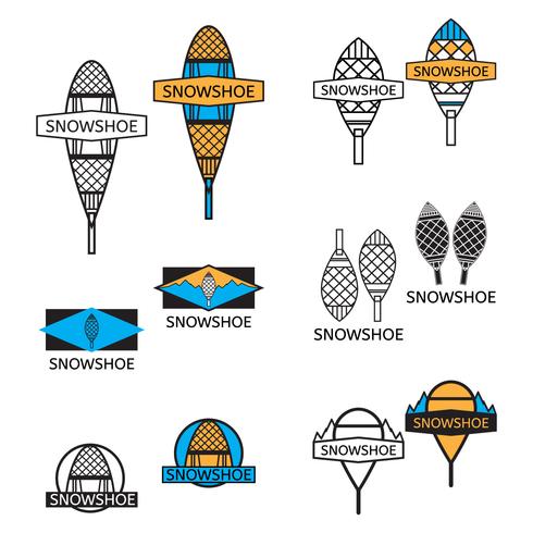 Conjunto de iconos de raquetas de nieve vector