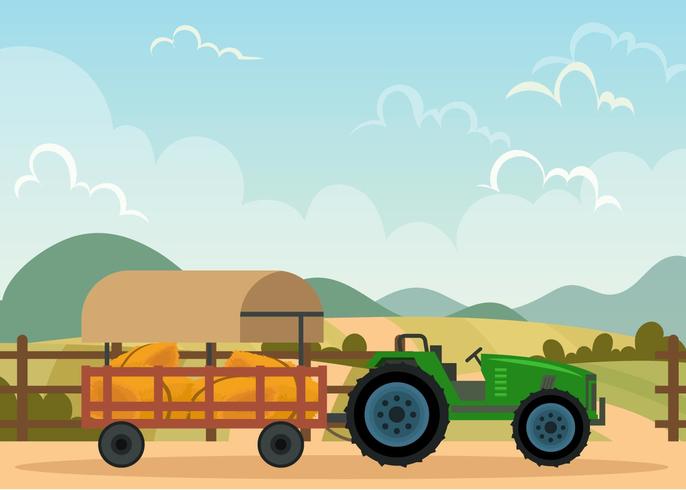 Hayride en una granja vector