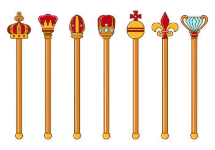 Set Of Sceptre Icon vector
