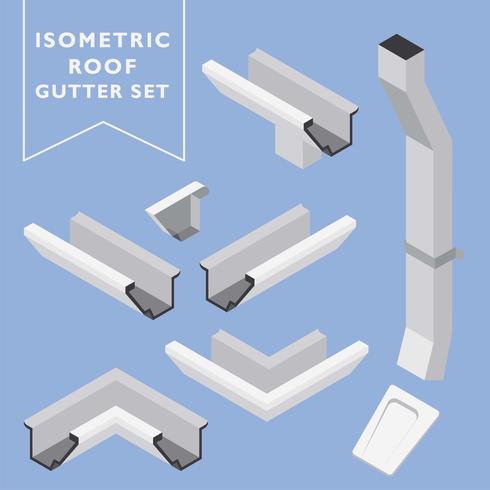 Isometric Roof Gutter Set Vector