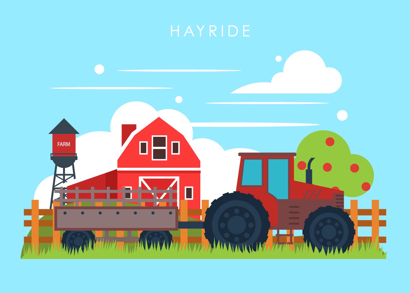 Download the Hayride on A Farm Vector 165213