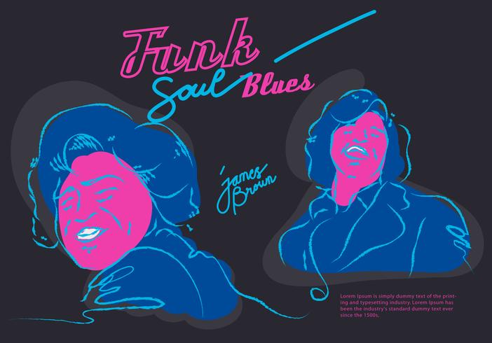 Ilustración de vector de James Brown Musician Funk Soul Blues Poster