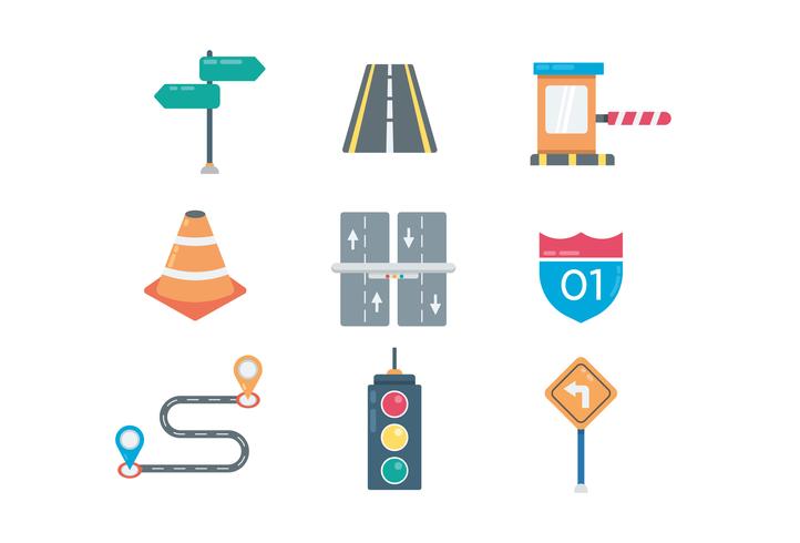 Iconos de carretera y tráfico vector